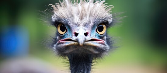 Close up of an ostrich at a farm in New Zealand