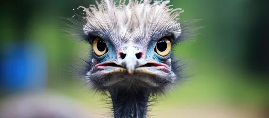 Tuinposter Close up of an ostrich at a farm in New Zealand © AkuAku