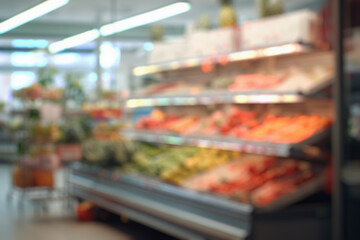 Abstract blur supermarket grocery store defocused for background