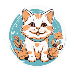 Fototapeta premium Happy kitty vector art also a sticker