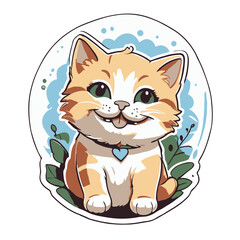 Happy kitty vector art also a sticker