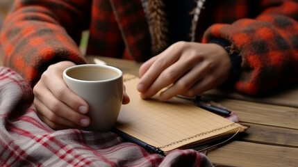 Obraz na płótnie Canvas person with cup of coffee