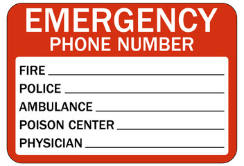 In case of emergency call 911 sign