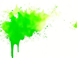 Abstract green color painting illustration - watercolor splashes or stain, isolated on transparent background PNG (Generative Ai).
