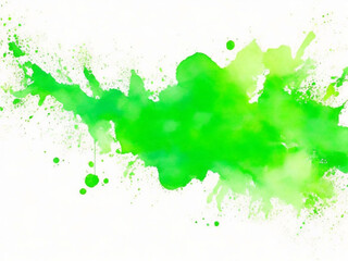 Abstract green color painting illustration - watercolor splashes or stain, isolated on transparent background PNG (Generative Ai).
