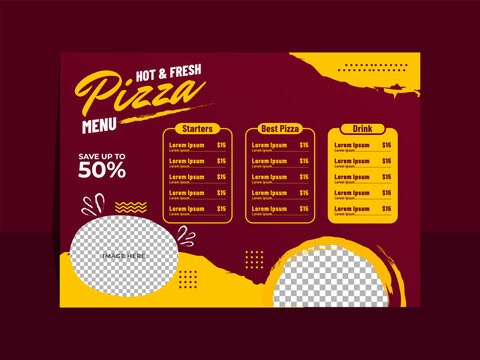 Fresh pizza horizontal design menu template
