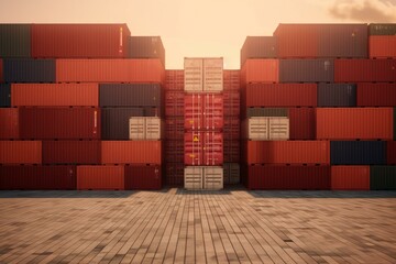 collection of cargo containers on a simulated platform. Generative AI