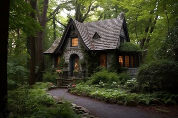 A charming dwelling in the woods. Generative AI