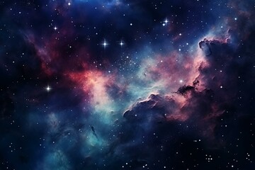 Cosmic nebula with galaxy and stars in deep space sky. Generative AI