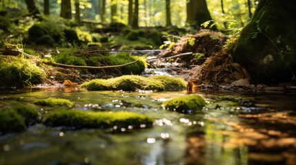 Fototapeta na wymiar Free photo of a Natural Serenity Portrait of a Stream in the Forest