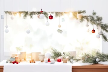 Interior with Christmas decoration. Generative Ai
