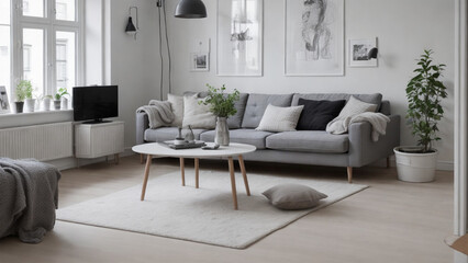 Nordic Serenity: A Large Flat Living Room Redefined in Scandinavian Design
