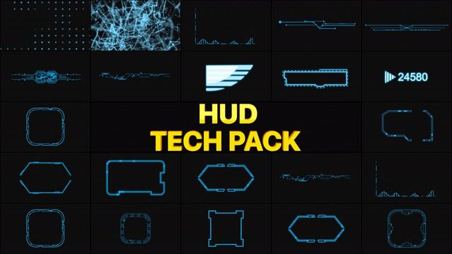 HUD Tech Motion Graphics Pack is a futuristic and high-tech HUD elements with immersive holographic frames that ideal for sci-fi, cyber and technology projects. Full HD resolution with alpha channel.
