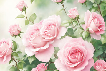 pink roses on a white