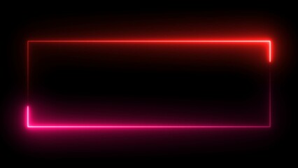 Abstract glowing neon rectangle frame illustration background