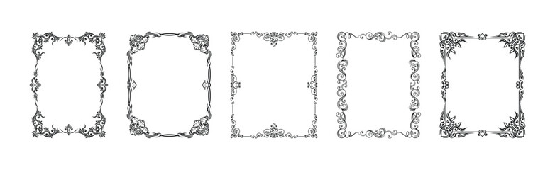 Decorative Frames with Ornament Rectangle Border Vector Set