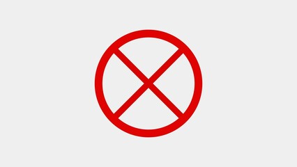 red color cross mark and danger icon white background illustration.