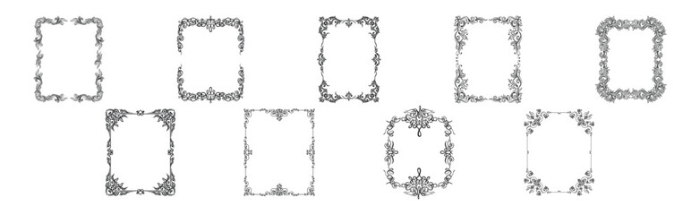 Decorative Frames with Ornament Rectangle Border Vector Set