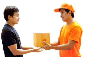 Close-up of a parcel delivery man for business transport