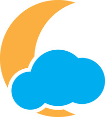 Flat moon and cloud icon sign Isolated on white background for graphic design, logo, web site, social media, mobile app, illustration