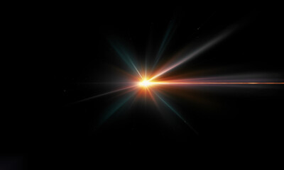 Fototapeta premium Light effect flare Glowing light explodes Light effect ray shining sun bright flash Special lens flare