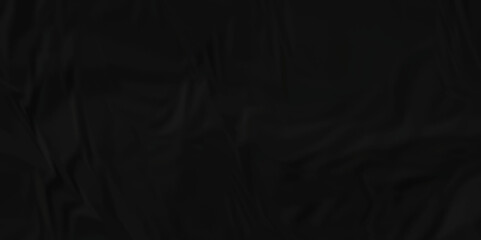 Dark black wrinkled paper crumpled texture. black fabric textured crumpled black paper background. panorama black paper texture background, crumpled pattern texture background.