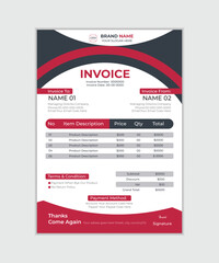 Modern and futuristic elegant business invoice design. Clean and creative vector illustration print business invoice with geometric shape and matching color.
