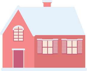 Winter House  Illustration, House Covered Snow