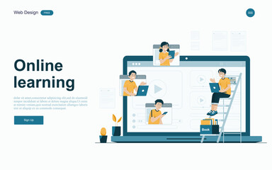 Obraz na płótnie Canvas Flat design concept education for website and landing page template.Online education, training and courses, Vector