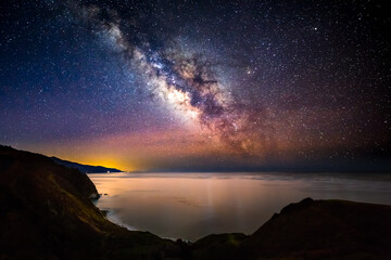 Big Sur California Milky Way Over Beach / Calm Ocean