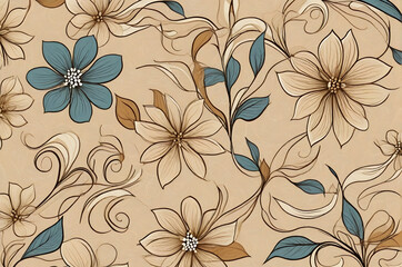 abstract floral pattern on beige