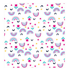  rainbow with flower all over print vector