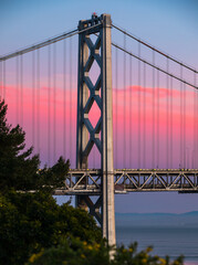 San Francisco Bay Bridge West Span During Colorful Sunset