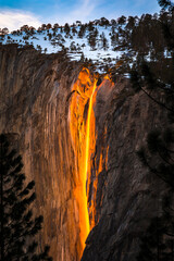 Yosemite Firefall in California at Sunset