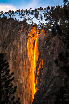 Yosemite Firefall in California at Sunset