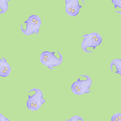 Hand Drawn Halloween Background. Halloween Seamless Pattern with Ghosts Drawn by Colored Pencils.