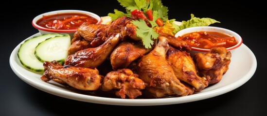 Fototapeta premium Assorted dishes with Thai and international barbecued chicken