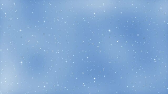 無数の星が輝き、霧や靄・雲のようなものが漂う空の背景向けアニメーション素材　ウィンターブルー