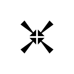 Arrows pointing to the center and connected together at one point.