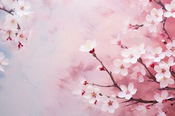 Abstract cherry blossom background with floral flowers in Japan during spring season. Generative AI
