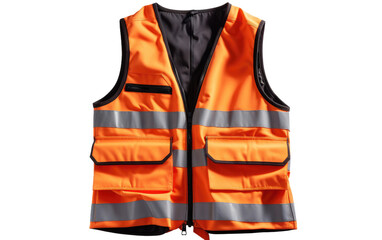 High Visibility Vest are in Orange Color Isolated on Transparent Background PNG.