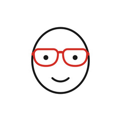 Head of a man with glasses. Simple minimal vector.