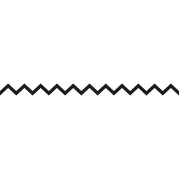 One zigzag line. Seamless repeating pattern. Thin long narrow wavy line with sharp triangular corners. 