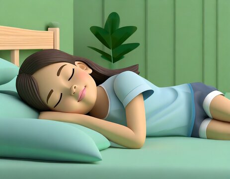 Cute child with big eyes sleeping on a bed; kids dream