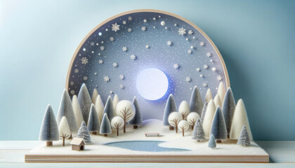 Tranquil Winter Scene in Horizontal Diorama