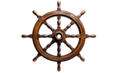 Foto auf Leinwand Stunning Brown Wooden ship wheel Isolated on Transparent Background PNG. © Haider