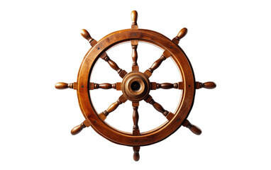 Brown Wooden ship wheel Isolated on Transparent Background PNG.