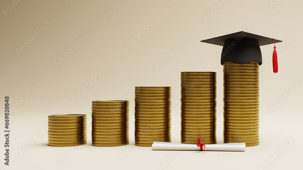 Poster a concept that expresses the gradually increasing cost of graduating from university with graduation