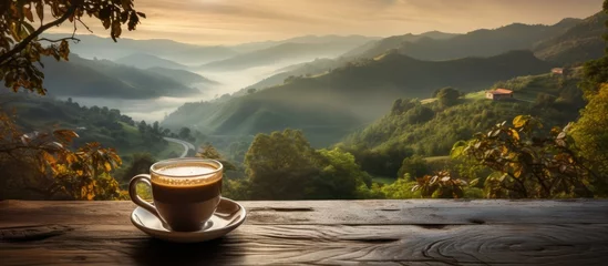 Foto op Plexiglas Morning coffee with gorgeous scenery © AkuAku