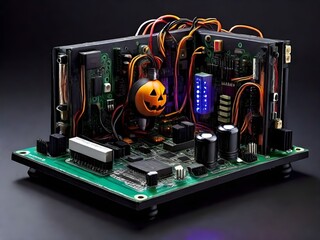 Haunted Circuit Board: Halloween Tech Spectacle Generated by AI
